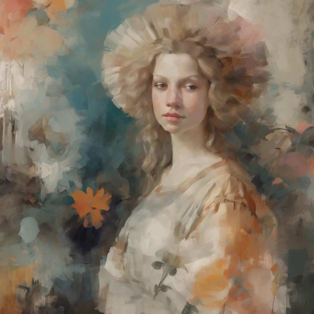 Ομορφιά και τέχνη σε εξέλιξη της ανθρώπινης κουλτούρας μέσω πορτρέτου σε ζωγραφική.