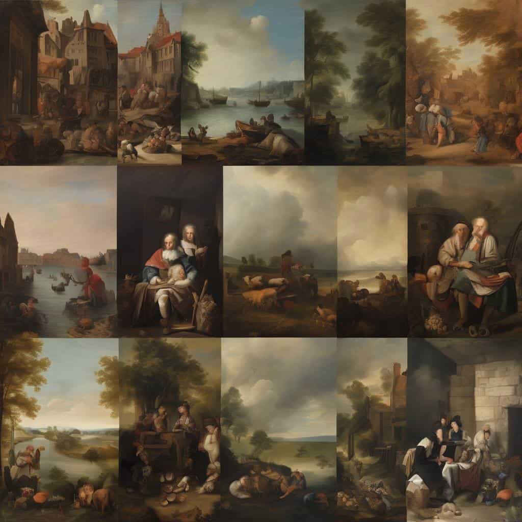 μορφές τέχνης και εξέλιξη ανθρώπινης κουλτούρας στον πίνακα ζωγραφικής.